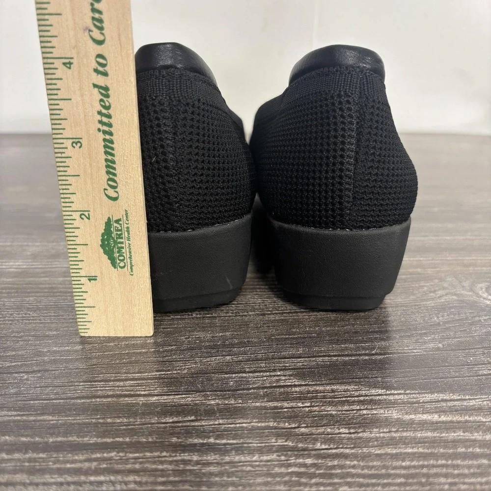 New! Denver Hayes Shoes Womens Size 8 Black Knit Comfort Slip On Flats Workwear